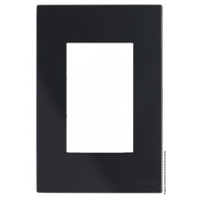 Placa para 3 Módulos Horizontais 4x2 Com Suporte - Recta Black Satin Fosco